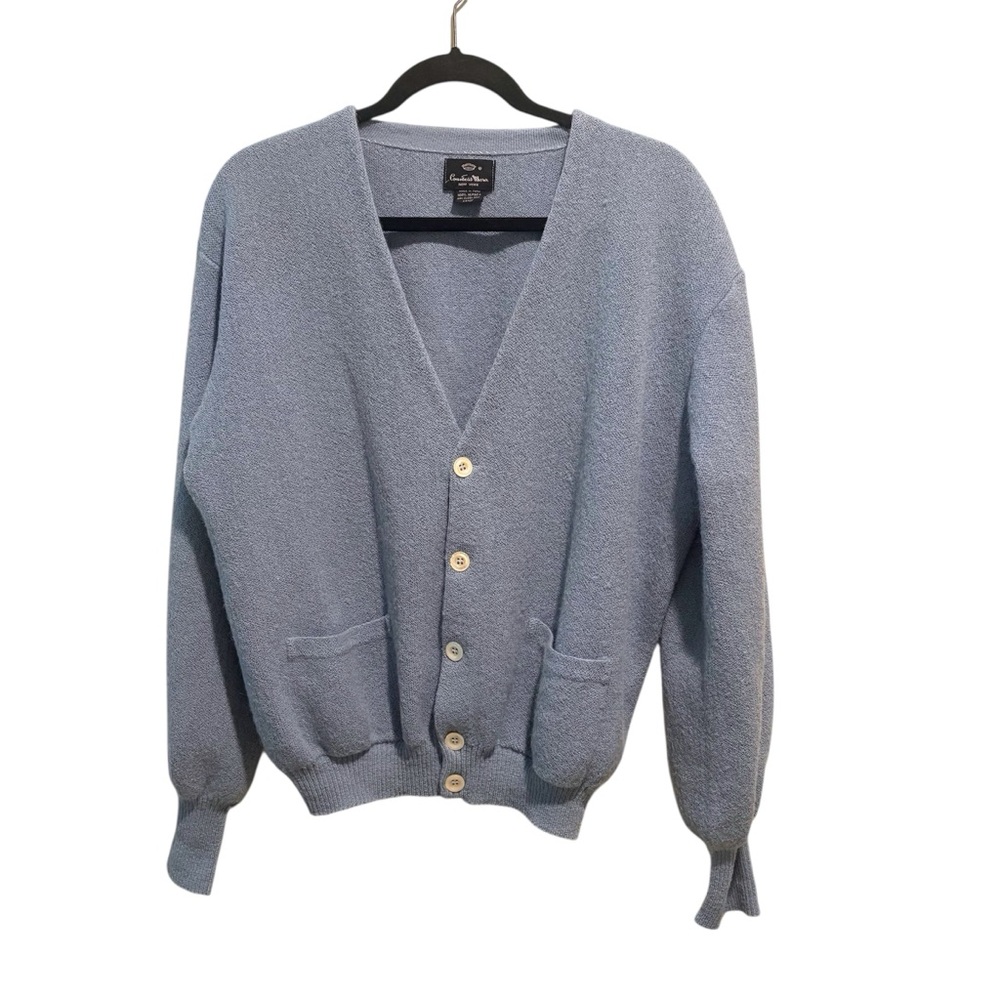 Countess Mara 100% Alpaca Powder Blue Cardigan Made In Peru L Quiet Luxury Retro